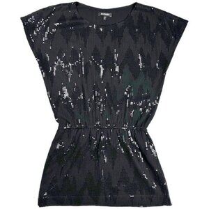 Black Express Sequin Shirt Dress Size S/P